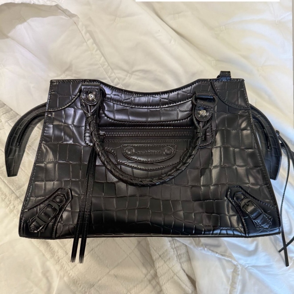 Balenciaga Black Embossed Satchel